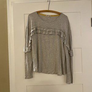 Taylor & Sage Ruffle Front Long Sleeve Shirt